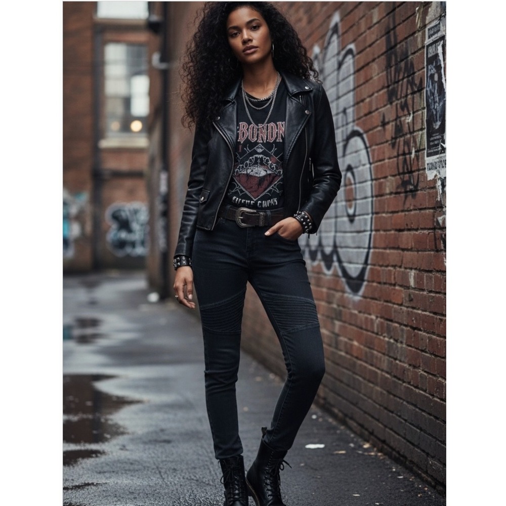 CLOSED Moto Skinny Leg Jeans 27 Faded Black